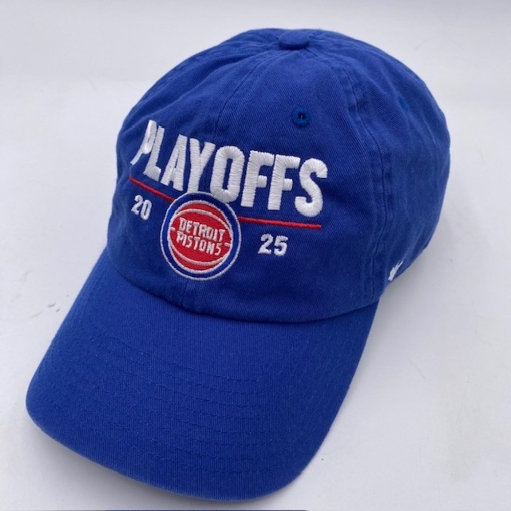 DETROIT PISTONS '47 Brand Playoffs 2025 Hat Men OSFA Blue Cotton NBA Strapback